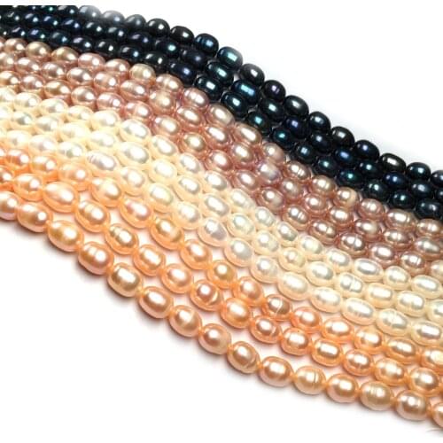 Natural Freshwater Pearl Beading Rice shape Isolation Punch Loose Beads For jewelry making DIY Necklace Bracelet Accessories
