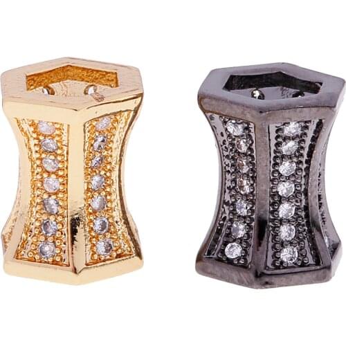 Charm Spacer Beads for Jewelry Making Supplies Diy Bead Bracelets Alloy Steel Gold Geometric Shape Micro-Inlaid Zircon Bead