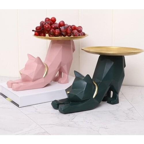 Resin Cartoon Cat Sculpture Bedside Storage Tray, Jewelry Watch Coins Jewels Box Snacks Candy Dish, Home Decor Centerpieces