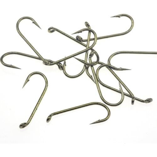 Rompin 50pcs Fly Tying Hook Barbed Bronzed Color Fly Fishing Hooks size 8# 10# Dry Fly Small Size DIY Nymph Fly Fishing Hook
