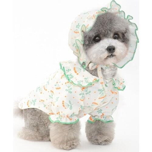 Blue Green Cat Dog Clothes Print Dog Shirt Cute Lapel Cat Tshirt Summer For Small Dogs French Bulldog Teddy Cat Shirt Dog Outfit