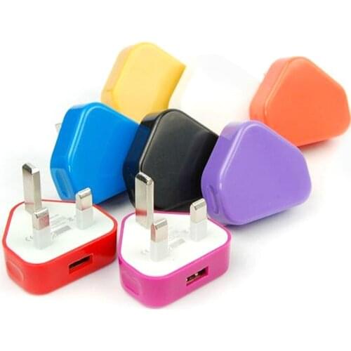 UK Plug 3 Pin Wall Charger Single USB Power Travel Adapter 5V/1A Home Charger Charging for Phone IPad 100pcs/lot