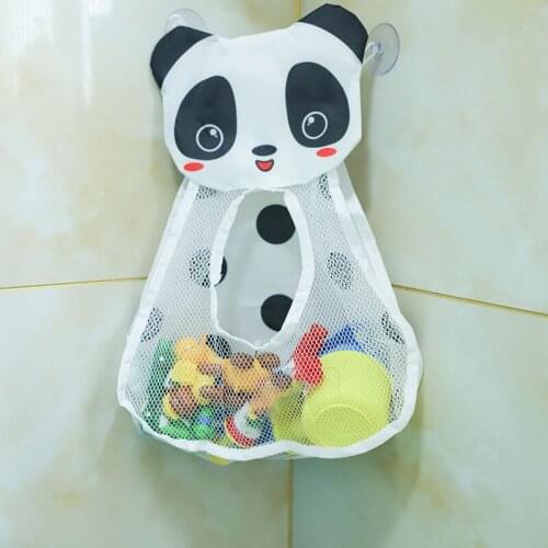 Childrens Toy Storage Bag Cartoon Duck Frog Toy Storage Pocket Mesh Bathroom Wall Suction Baby Kids Toy Organizer Net Bag