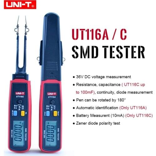 UNI-T SMD Multimeter UT116A UT116C Auto Range Resistance Capacitance Diode(RCD) LED Zener DCV Continuity Battery Tester Meter