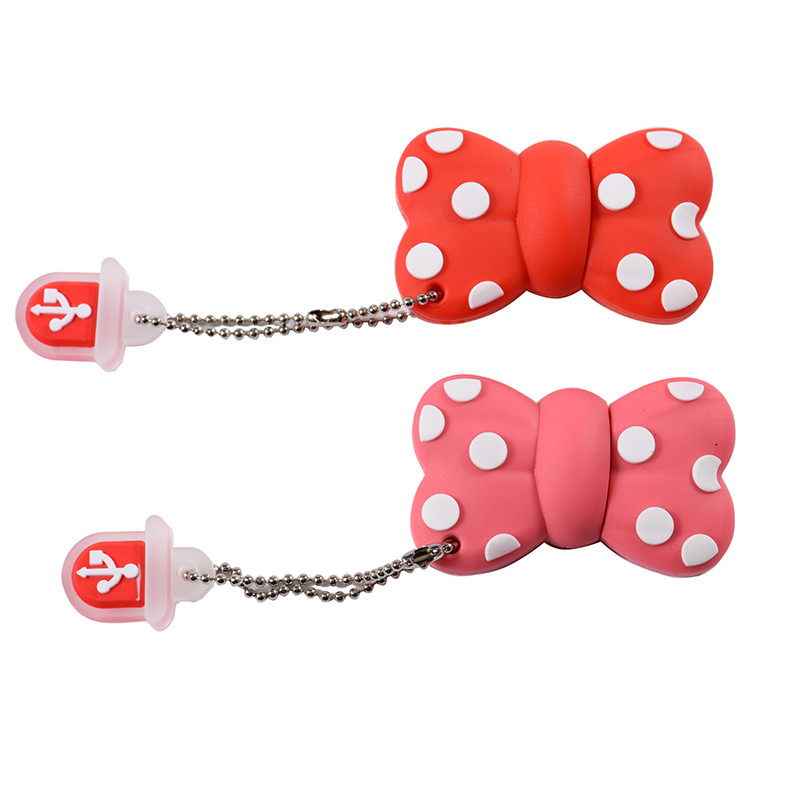 Cartoon minnie bowknot usb flash drive tie pendrive 4GB 8GB 16GB 32GB U disk memory stick cute gifts decoration USB creativo