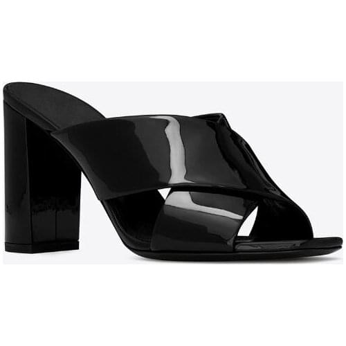 2019 Summer womens black nude colors cross open toe super high heel slippers comfortable thick heel sandals and slippers