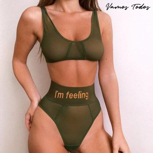 Vamos Todos 2021 Summer Gauze See Through Outfit For Women Crop Top Embroidery High Waist Pants Sports 2 Piece Set Tracksuits