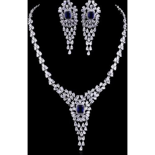 Zlxgirl bridal jewelry luxury Brand big Size Cubic Zirconia Flower Earrings and Pendant Necklace Fashion Ladies Jewelry Sets