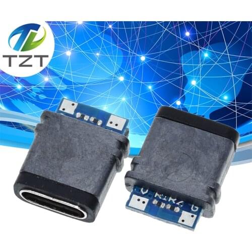 1PCS USB 3.1 Waterproof Type-C Connector 16PIN 5A Female Socket Double 5.1K Resistor Support Charging And Discharging