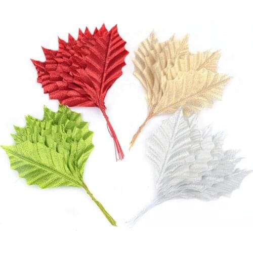 100pcs Gold silver Artificial Silk Maple Leaves Home Wedding Party Christmas Decoration Accessory Scrapbooking Fake Flower