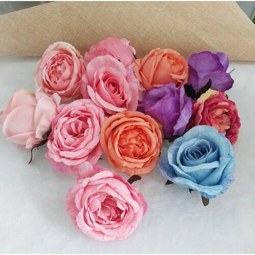 2pcs High Simulation Core Peony Artificial Flower Head DIY Home Wedding Road Lead Flower Wall Background Decoration Silk Rose