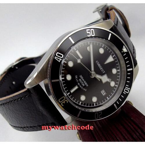 41mm Corgeut Black Dial Sapphire Glass 24 Jewels NH35A Miyota 8215 Automatic Movement Mens Watch Rotating Bezel