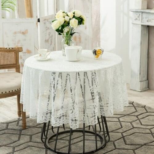 White Elegant European-Style Round Tablecloth Jacquard Simple Household Dining Table Tablecloth Lace Coffee Table Cover Towel