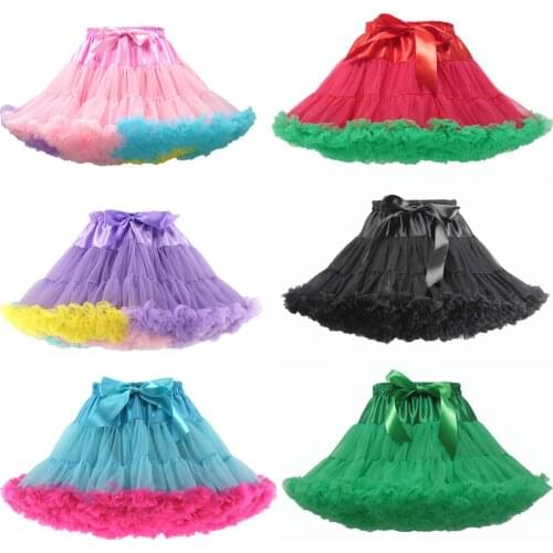 Childrens Super Puffy Tutu Skirt Lolita Dress Net Gauze Rainbow Boneless Soft Lolita Dress for Sweet Girls Petticoat Plus Size