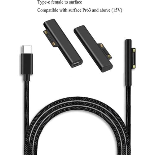 1.5m 65W 15V 3A USB Type-C Power Fast Charging Adapter Cable Cord Home Wall Charger for Microsoft Surface Pro 6 5 4 3 GO Tablet