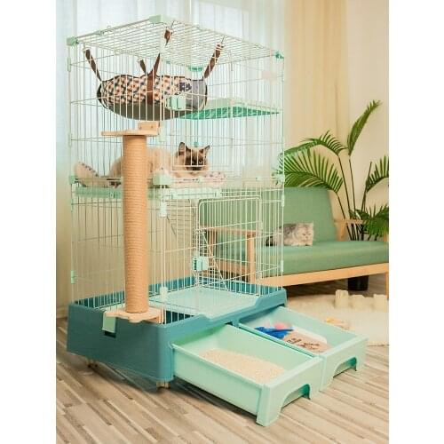 Cat Cage Home Cat Villa Super Large Cattery Pet Cat Indoor with Toilet Three-Layer Cat Litter Pot Cat House