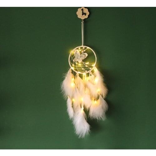 Dream Catcher LED Lighting Feather Dreamcatcher Girl Room Decor Wedding Dream Catcher Wind Chime Nordic Hanging Car Home Decor