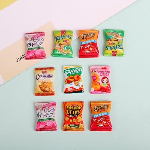 10 Pcs Mini Simulation Potato Chips Mini Candies Miniature Dollhouse Snacks Food For Doll Kitchen Accessories Toy