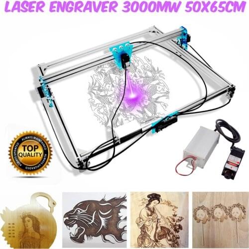 Mini 3000mw Laser Engraver Machine 65x50cm Blue CNC Laser Engraving Machine DIY Engraver Desktop Wood Router/Cutter+Laser Goggle
