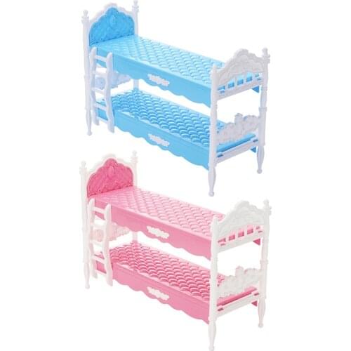 Dollhouse Miniature Bunk Bed Model For Doll Accessories Pretend Bed Detachable Toys