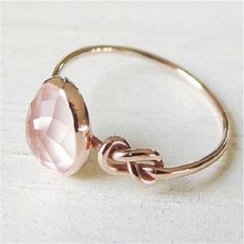 Fashion Rose Gold Color Crystal Shaped Wedding Rings For Women Luxury Elegant Zircon Engagement Rings Jewelry Party Gifts