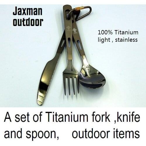 Jaxman Camping outdoor tableware titanium fork ,knife and spoon piece set super light free shipping