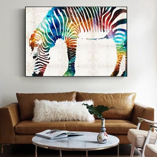 Nordic Zebra Wall Art Canvas Paintings Home Decor Colorful Animals Abstract Art Posters And Prints Zebra Picture For Living Room