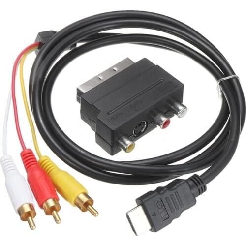 New Male S-video to 3 RCA HDMI-compatible 1080P AV Convertor Cable for DVD TV NES N64 PS2 durable Audio Video Cable Cord Adapter