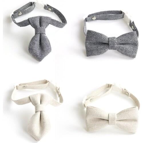 Solid Color Pets Cat Collars Adjustable Puppy Chihuahua Necklace Safety Buckle Kitten Bow Tie Rabbit Necktie