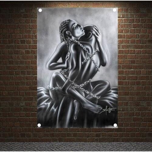 Deep Love Poster African American Art Banners sexy nude photos Canvas Painting Tapestry for Living Room Bedroom Wall Decor A1
