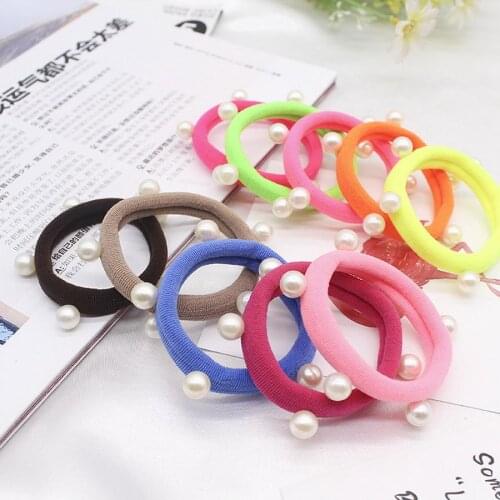 20bag 100pcs/bag Pearl Towel Ring Candy Color Ring Hair Headdress Elastic Hair Bands Cute headwear
