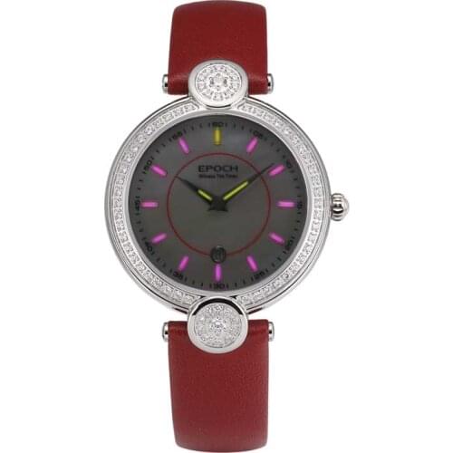 EPOCH Luxury Brand Women Watch T100 Tritium Ladies Watches Quartz Wristwatch Luminous Sapphire Austria Crystal Leather Strap