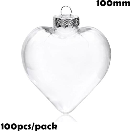 Free Shipping DIY Paintable/Shatterproof/Fillable Christmas Decoration Ball 100*90mm Seamless Plastic Heart, 100/Pack