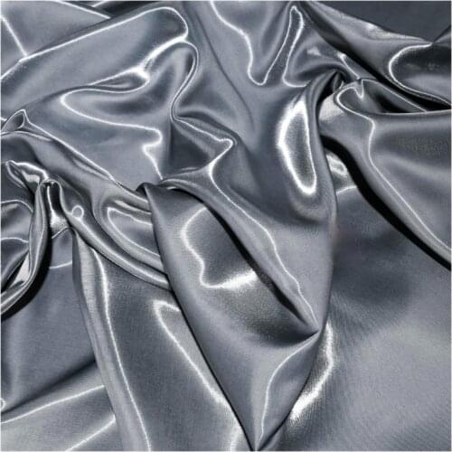 Width 57'' Grey Crystal Reflective Soft Smooth Satin Fabric By The Half Yard For Windbreaker Down Jacket Shirt Dress Material