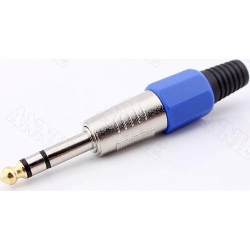 50pcs/lot Blue High-quality Microphone Plug 6.5 Stereo Plug Switzerland 6.35 Plug TRS Core