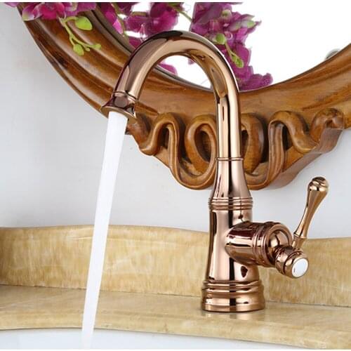 Kitchen Faucets Deck Mounted Mixer Tap 360 Degree Crane Chrome Rose Gold Brass Kitchen Faucet Rotation Faucet 12127-1