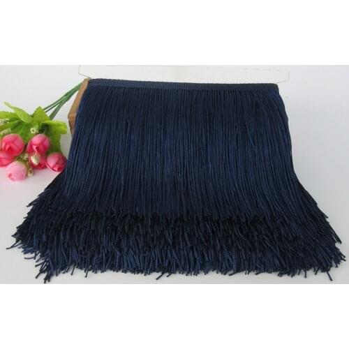 YY-tesco 10yard Navy Fringe Tassel Trimming Lace Latin Dress Macrame Dance Clothing Polyester Single Band 15cm Lace Ribbon