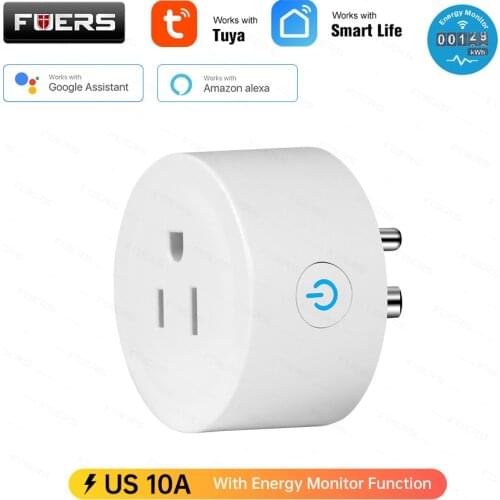 Fuers US 10A Smart Plug WiFi Socket Power Monitor Timing Function Tuya SmartLife APP Control Works With Alexa Google Assistant