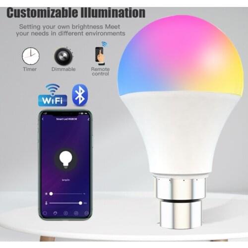 WiFi Smart Light Bulb E27 B22 LED RGB Lamp 100-240V Dimmable Smart Home Timer Function Magic Bulb For Alexa Google Home