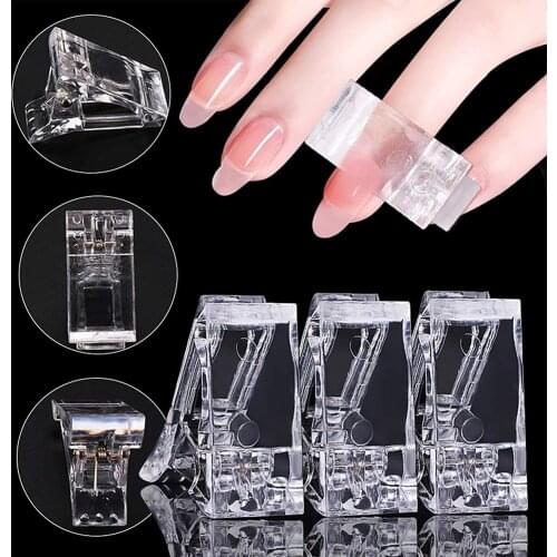 5Pcs Nail Tips Clips for Quick Building Polygel Nail Forms Nail Tips Clips for Fingernail Extension UV Builder Clamps Manicure