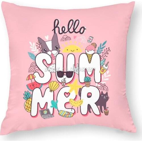 Hello Summer Pillow Case Cover Printed Home Soft Childhood Pillowcase Bedroom Home Decor Nice Gift Summer Watermelon Food Fruit