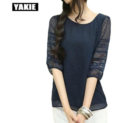 Women Blouses Chiffon shirt 2017 summer Plus Size Shirts Blusas lace hollow out Womens Clothing blouse shirt Vintage Tops
