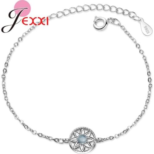 High Quality Korean Styles Flowers Shaped Thin Chains 925 Sterling Silver Bracelets For Women Girls Birthdays Gifts