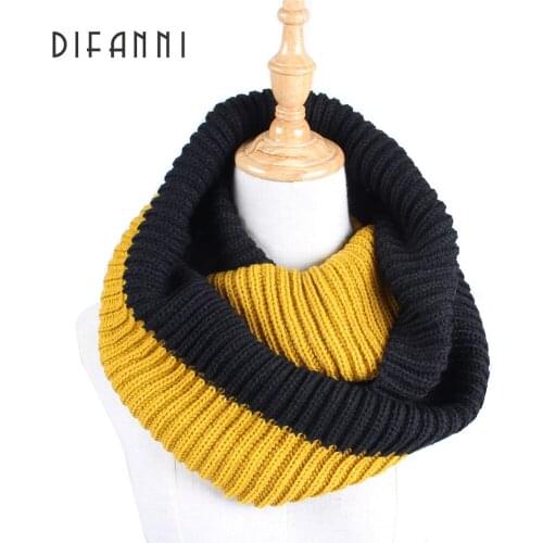 [DIFANNI]New Fashion Korean autumn winter scarf women Warm Knit Neckwarmer Circle Ring Scarves LonpRing female Wrap two color