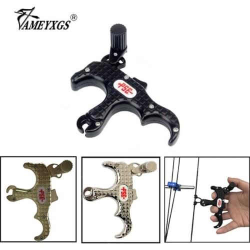 1pc Archery 3 Finger Automatic Release Aid Compound Bow Right Hand Thumb Caliper Grip Release For Hunting Shooting Accessories