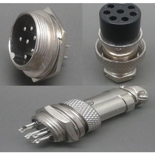 10sets(20pcs) 7 pin 16mm Plug Aviation Wire Panel Male & Female Metal Connector Socket gx16-7 GX16