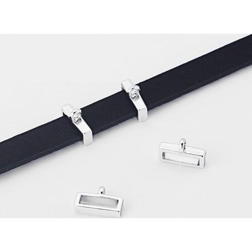 10pcs Slider Spacer Charms Beads fit Flat Leather Cord DIY Bracelet&Bangle Necklace Jewelry Making Accessories