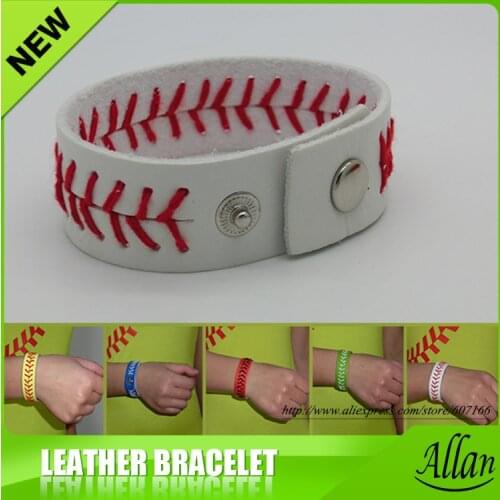 2016 latest design leather baseball bracelet softball bracelet