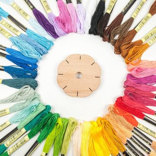 50/100 colors Cross Stitch Cotton Embroidery Thread with Round Disc Disk Tray Braided Rope Knot Knitting Weaving Design Board