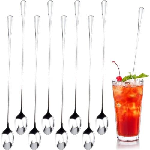 8 Pcs Coffee Spoons, Ice Tea Spoons Long Handle Spoon, 12'' Stainless Steel Cocktail Stirring Spoons, Ice Cream Spoon for Mixing